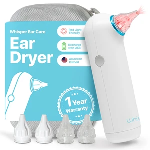 Ear Dryer + Case | USA | 1 Year Warranty | Rechargable Ear Water Drying Aid with Red Light Therapy Delivers Gentle Warm Air to the Ear to Combat Annoying Swimmers Ear Infections as a Ear Fluid Remover Ear Dryer + Case | USA | 1 Year Warranty | Rechargable Ear Water Drying Aid with Red Light Therapy Delivers Gentle Warm Air to the Ear to Combat Annoying Swimmers Ear Infections as a Ear Fluid Remover