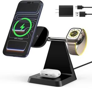 3-in-1 Magnetic Wireless MagSafe Charger Stand for Apple Devices | Charging Station for iPhone 12/13/14/15/16/17, Apple Watch & AirPods Ideal for Nightstand, Desk, or Home Office 3-in-1 Magnetic Wireless MagSafe Charger Stand for Apple Devices | Charging Station for iPhone 12/13/14/15/16/17, Apple Watch & AirPods Ideal for Nightstand, Desk, or Home Office