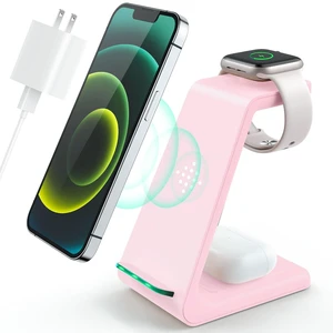 3 in 1 Wireless Charging Station, 2026 Upgraded Fast Desk Charger Station for iPhone 17 16 15 14 13 12 Pro Max Plus, Charger Stand for Apple Watch 10 9 8 7 6 5 4 3 2 SE, Airpods 4 3 2 Pro(Pink) 3 in 1 Wireless Charging Station, 2026 Upgraded Fast Desk Charger Station for iPhone 17 16 15 14 13 12 Pro Max Plus, Charger Stand for Apple Watch 10 9 8 7 6 5 4 3 2 SE, Airpods 4 3 2 Pro(Pink)