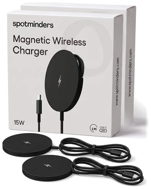 SPOTMINDERS Wireless Charger for iPhone, AirPods, Tracking Card 2-Pack 15W Flat Fast Charging Pad Qi Compatible with Samsung, Android, Apple - MagSafe, Non-Slip Surface, Advanced Cooling No AC Adapter SPOTMINDERS Wireless Charger for iPhone, AirPods, Tracking Card 2-Pack 15W Flat Fast Charging Pad Qi Compatible with Samsung, Android, Apple - MagSafe, Non-Slip Surface, Advanced Cooling No AC Adapter