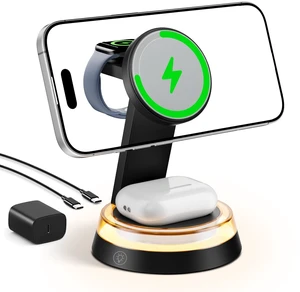 ANYLINCON 3-in-1 Charging Station Magnetic Charging Stand for Apple Devices | Fast Wireless Charger Station with Night Light for iPhone 17 16 15 14 13 12 Series, Apple Watch, AirPods 4 3 2 Pro(Black) ANYLINCON 3-in-1 Charging Station Magnetic Charging Stand for Apple Devices | Fast Wireless Charger Station with Night Light for iPhone 17 16 15 14 13 12 Series, Apple Watch, AirPods 4 3 2 Pro(Black)