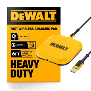 DEWALT Heavy Duty Wireless Charger, 10W Max Fast Wireless Charging Pad | Compatible with iPhone 17/16/15/14/13/12/11/X/8 Pro Max Plus Samsung Galaxy S22/S21 AirPods DEWALT Heavy Duty Wireless Charger, 10W Max Fast Wireless Charging Pad | Compatible with iPhone 17/16/15/14/13/12/11/X/8 Pro Max Plus Samsung Galaxy S22/S21 AirPods