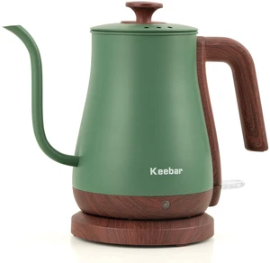 Keebar Gooseneck Electric Kettle, 1000W, 0.8 L, Auto Shut-Off | Compact 0.8 L Kettle With Stainless Steel Interior, Gooseneck Pour, Wood-Grain Handle, Auto Shut-Off And Boil-Dry Protection Keebar Gooseneck Electric Kettle, 1000W, 0.8 L, Auto Shut-Off | Compact 0.8 L Kettle With Stainless Steel Interior, Gooseneck Pour, Wood-Grain Handle, Auto Shut-Off And Boil-Dry Protection