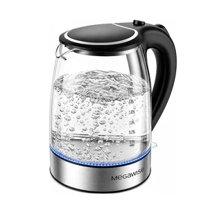 MEGAWISE Electric Kettle, 1.8L Glass Tea Kettle, Auto Shut-Off, Boil-Dry | Glass kettle with LED indicator and easy-pour design for preparing hot water, tea and coffee with convenient daily operation. MEGAWISE Electric Kettle, 1.8L Glass Tea Kettle, Auto Shut-Off, Boil-Dry | Glass kettle with LED indicator and easy-pour design for preparing hot water, tea and coffee with convenient daily operation.