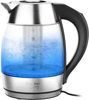 Mueller Living 1.8L Electric Glass Kettle with Smart Handle LED Display | Automatic Shutoff | Cordless | Borosilicate Glass | BPA Free Mueller Living 1.8L Electric Glass Kettle with Smart Handle LED Display | Automatic Shutoff | Cordless | Borosilicate Glass | BPA Free