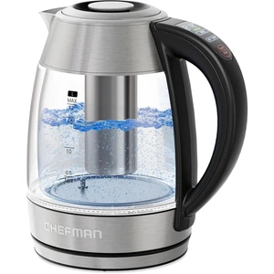 Chefman Cool Touch 1.7 L Double-Wall Electric Kettle with Tea Infuser | 1500W Fast Boil, Digital Temperature Control, Borosilicate Glass, LED Indicators, Boil Dry Protection, Keep Hot Function Chefman Cool Touch 1.7 L Double-Wall Electric Kettle with Tea Infuser | 1500W Fast Boil, Digital Temperature Control, Borosilicate Glass, LED Indicators, Boil Dry Protection, Keep Hot Function
