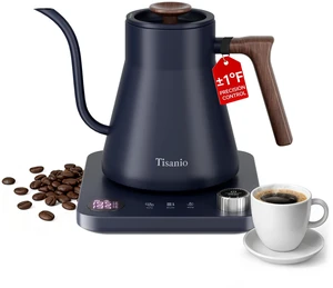 Gooseneck Electric Kettle with Temperature Control, 0.9L, Blue Wood | ±1°F Precision Pour Over Kettle, LCD Dual Display, Smart Two-Stage Heating, 2H Keep Warm, 304 Stainless Steel Interior Gooseneck Electric Kettle with Temperature Control, 0.9L, Blue Wood | ±1°F Precision Pour Over Kettle, LCD Dual Display, Smart Two-Stage Heating, 2H Keep Warm, 304 Stainless Steel Interior