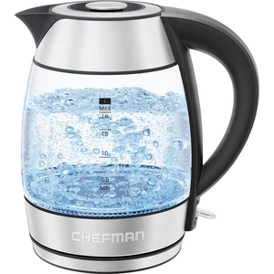 Chefman Electric Kettle 1500W, 1.8L Hot Water Boiler, Removable Lid for Easy Cleaning, LED Indicators, Auto Shutoff & Boil-Dry Protection, Borosilicate Glass Electric Tea Kettle Stainless Steel Chefman Electric Kettle 1500W, 1.8L Hot Water Boiler, Removable Lid for Easy Cleaning, LED Indicators, Auto Shutoff & Boil-Dry Protection, Borosilicate Glass Electric Tea Kettle Stainless Steel