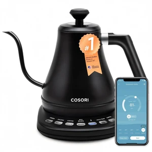 Cosori Smart Gooseneck Electric Kettle, App & Temperature Control, 0.8L | No Plastic Contact with Water, App Control, 4 Presets & Custom Temp (104212°F), 60-Min Keep Warm, Pour Over Coffee & Tea Cosori Smart Gooseneck Electric Kettle, App & Temperature Control, 0.8L | No Plastic Contact with Water, App Control, 4 Presets & Custom Temp (104212°F), 60-Min Keep Warm, Pour Over Coffee & Tea