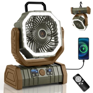 Odoland 30000mAh Camping Fan with LED Lantern, Rechargeable Battery Fan | Operated Oscillating Fan with Remote & Hook, Portable Tent Fan with Timer, 4 Speeds for Outdoor Camp RV Power Outage, Brown Odoland 30000mAh Camping Fan with LED Lantern, Rechargeable Battery Fan | Operated Oscillating Fan with Remote & Hook, Portable Tent Fan with Timer, 4 Speeds for Outdoor Camp RV Power Outage, Brown