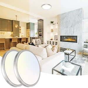 Peasur 7 Inch Satin Round Lighting Brushed Nickel, 15W LED Slim Flush Mount Ceiling Light,3000K/4000K/6500K Adjustable, Modern LED Ceiling Light for Bedroom, Living Room and Kitchen(2-Pack) Peasur 7 Inch Satin Round Lighting Brushed Nickel, 15W LED Slim Flush Mount Ceiling Light,3000K/4000K/6500K Adjustable, Modern LED Ceiling Light for Bedroom, Living Room and Kitchen(2-Pack)