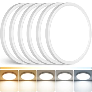 Peasur 12Inch LED Ceiling Light Flush Mount, 5CCT 3000K-6500K Adjustable Ceiling Light Fixture, 2400LM 24W Bright White Flat Lighting Fixture for Hallway Kitchen Bathroom Bedroom, 6Pack Peasur 12Inch LED Ceiling Light Flush Mount, 5CCT 3000K-6500K Adjustable Ceiling Light Fixture, 2400LM 24W Bright White Flat Lighting Fixture for Hallway Kitchen Bathroom Bedroom, 6Pack