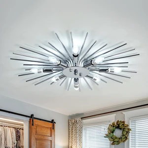 ZGLAOJT Semi Flush Mount 8 Light Ceiling Light Modern Metal Ceiling Lighting Chrome Light Fixture Chandelier for Farmhouse Kitchen Dining Room Bedroom Hallway Living Room ZGLAOJT Semi Flush Mount 8 Light Ceiling Light Modern Metal Ceiling Lighting Chrome Light Fixture Chandelier for Farmhouse Kitchen Dining Room Bedroom Hallway Living Room