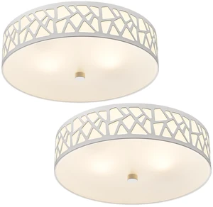 VICNIE 2-Light Flush Mount Ceiling Light, 12 inch Modern Close to Ceiling Light Fixture with White Metal and Frosted Glass Shade for Hallway, Kitchen, Bedroom(2 PK) VICNIE 2-Light Flush Mount Ceiling Light, 12 inch Modern Close to Ceiling Light Fixture with White Metal and Frosted Glass Shade for Hallway, Kitchen, Bedroom(2 PK)