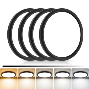 libtit 4Pack 7inch LED Flush Mount Ceiling Light, Dimmable & 5Color Temperatures (3000K-6500K), 15W Round Slim Black Light Fixture for Closet Hallway Kitchen Bathroom Laundry libtit 4Pack 7inch LED Flush Mount Ceiling Light, Dimmable & 5Color Temperatures (3000K-6500K), 15W Round Slim Black Light Fixture for Closet Hallway Kitchen Bathroom Laundry