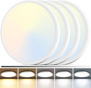 zemty 4Pack LED Flush Mount Ceiling Light, 12Inch 24W Dimmable Ceiling Lights Fixture, 5 Color Temperatures (3000K-6500K) White Round Ceiling Lamp for Bedroom, Kitchen, Hallway,Bathroom zemty 4Pack LED Flush Mount Ceiling Light, 12Inch 24W Dimmable Ceiling Lights Fixture, 5 Color Temperatures (3000K-6500K) White Round Ceiling Lamp for Bedroom, Kitchen, Hallway,Bathroom