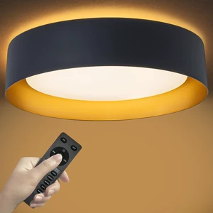 Bargeni Flush Mount Ceiling Light with Remote & Night Light,5CCT | 12.5" 24W dimmable LED light with gold interior and 5CCT selection (2700K-6000K) for bedroom, living room and kitchen Bargeni Flush Mount Ceiling Light with Remote & Night Light,5CCT | 12.5" 24W dimmable LED light with gold interior and 5CCT selection (2700K-6000K) for bedroom, living room and kitchen