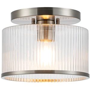 Zlepmlla Glass Ceiling Light, Clear Ribbed Glass Ceiling Light Fixture with Nickel Metal Frame, Modern Semi Flush Mount Ceiling Light for Hallway,Entryway, Bedroom, Bathroom, Kitchen Zlepmlla Glass Ceiling Light, Clear Ribbed Glass Ceiling Light Fixture with Nickel Metal Frame, Modern Semi Flush Mount Ceiling Light for Hallway,Entryway, Bedroom, Bathroom, Kitchen
