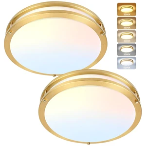 AKAARI Flush Mount Ceiling Light - 2 Pack 36W 3000K/3500K/4000K/5000K/6000K Dimmable Led Ceiling Light Fixture for Kitchen Hallway Bedroom Bathroom (2, Brushed Gold, 12 Inch) AKAARI Flush Mount Ceiling Light - 2 Pack 36W 3000K/3500K/4000K/5000K/6000K Dimmable Led Ceiling Light Fixture for Kitchen Hallway Bedroom Bathroom (2, Brushed Gold, 12 Inch)