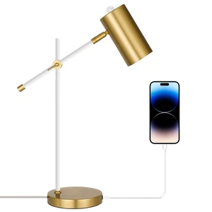 Folux Modern White and Gold Desk Lamp with Type C Charging Port, Minimalist Industrial Table Lamp with Swing Arm, for Study Room Home Office Bedroom Bedside Nightstand Folux Modern White and Gold Desk Lamp with Type C Charging Port, Minimalist Industrial Table Lamp with Swing Arm, for Study Room Home Office Bedroom Bedside Nightstand