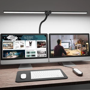 ShineTech LED Desk Lamp for Home Office, 5000K Bright Double Head Architect Task Lamps with Clamp, Dimmable Adjustable Flexible, Black ShineTech LED Desk Lamp for Home Office, 5000K Bright Double Head Architect Task Lamps with Clamp, Dimmable Adjustable Flexible, Black