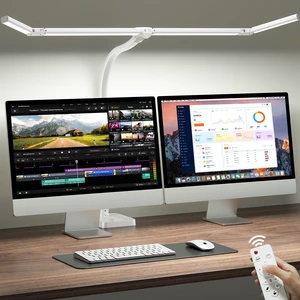 ONEMIX 42" Desk Lamp for Home Office with Base, 1800LM 4-Panel LED Light | 5 Colors & 5 Brightness Levels, Flexible Gooseneck, Focused/Wide Lighting, Flicker-Free for Dual Monitors, Study & Workbench ONEMIX 42" Desk Lamp for Home Office with Base, 1800LM 4-Panel LED Light | 5 Colors & 5 Brightness Levels, Flexible Gooseneck, Focused/Wide Lighting, Flicker-Free for Dual Monitors, Study & Workbench