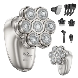 Head Shaver for Bald Men, 7D Floating Rotary Shaver, 5 in 1 Electric Razor for Men Grooming Kit, Magnetic Detachable Heads,IPX7 Waterproof, Type-C Charge Head Shaver for Bald Men, 7D Floating Rotary Shaver, 5 in 1 Electric Razor for Men Grooming Kit, Magnetic Detachable Heads,IPX7 Waterproof, Type-C Charge