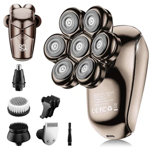 SHPAVVER Head Shavers for Bald Men: 5-in-1 IPX7 Waterproof Grooming Kit - 7D Floating Electric Razor with Magnetic Removable Head - Wet/Dry LED Display - Type-C Fast Charging, Gray SHPAVVER Head Shavers for Bald Men: 5-in-1 IPX7 Waterproof Grooming Kit - 7D Floating Electric Razor with Magnetic Removable Head - Wet/Dry LED Display - Type-C Fast Charging, Gray