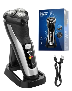 Electric Razor for Men, 3D Rotary Electric Shaver with Long-Lasting Battery, Ergonomic Grip, Wet & Dry Waterproof Face Shaver, USB Rechargeable with Charging Stand, Pop-Up Trimmer (Gray) Electric Razor for Men, 3D Rotary Electric Shaver with Long-Lasting Battery, Ergonomic Grip, Wet & Dry Waterproof Face Shaver, USB Rechargeable with Charging Stand, Pop-Up Trimmer (Gray)