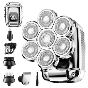 Head Shaver for Bald Men,2024 Upgrade 7-in-1 Mens Electric Shaver Bald Head Shaver for Men,Electric Razor for Bald Men IPX7 Waterproof Rotary Shaver Grooming Kit with LED Display Head Shaver for Bald Men,2024 Upgrade 7-in-1 Mens Electric Shaver Bald Head Shaver for Men,Electric Razor for Bald Men IPX7 Waterproof Rotary Shaver Grooming Kit with LED Display