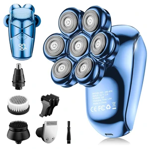 SHPAVVER Head Shavers for Bald Men: 5-in-1 IPX7 Waterproof Grooming Kit - 7D Floating Electric Razor with Magnetic Removable Head - Wet/Dry LED Display - Type-C Fast Charging, Blue SHPAVVER Head Shavers for Bald Men: 5-in-1 IPX7 Waterproof Grooming Kit - 7D Floating Electric Razor with Magnetic Removable Head - Wet/Dry LED Display - Type-C Fast Charging, Blue