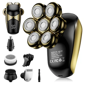 SHPAVVER Head Shavers for Bald Men: 5-in-1 IPX7 Waterproof Grooming Kit - 7D Floating Electric Razor with Magnetic Removable Head - Wet/Dry LED Display - Type-C Fast Charging, Gold SHPAVVER Head Shavers for Bald Men: 5-in-1 IPX7 Waterproof Grooming Kit - 7D Floating Electric Razor with Magnetic Removable Head - Wet/Dry LED Display - Type-C Fast Charging, Gold
