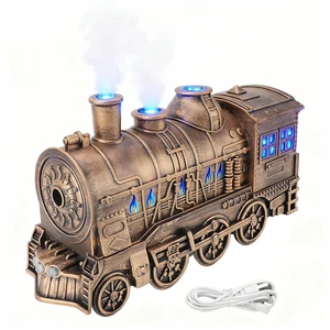 Train Humidifier, 300ml Steam Train Diffuser, Vintage Train Essential Oil Diffuser Cool Mist Humidifier with Night Light, 2/8H Timer & Dual Mist Outlets for Bedroom Office Desk Train Humidifier, 300ml Steam Train Diffuser, Vintage Train Essential Oil Diffuser Cool Mist Humidifier with Night Light, 2/8H Timer & Dual Mist Outlets for Bedroom Office Desk