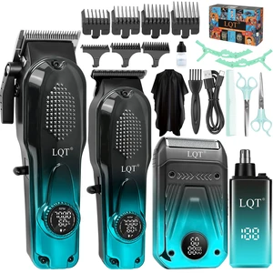 LQT Hair Clippers for Men Professional, 4-in-1 Cordless Barber Kit with Hair Clipper, Detail Trimmer, Foil Shaver and Nose Trimmer, Digital Display, Guide Combs, Scissors and Cape LQT Hair Clippers for Men Professional, 4-in-1 Cordless Barber Kit with Hair Clipper, Detail Trimmer, Foil Shaver and Nose Trimmer, Digital Display, Guide Combs, Scissors and Cape