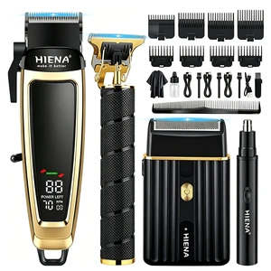 HIENA PRO Hair Clippers for Men, 4 in 1 Haircut Kit with Beard Trimmer | Cordless Nose Trimmer and Foil Shaver, Professional Hair Cutting Kit LED Display, USB Rechargeable HIENA PRO Hair Clippers for Men, 4 in 1 Haircut Kit with Beard Trimmer | Cordless Nose Trimmer and Foil Shaver, Professional Hair Cutting Kit LED Display, USB Rechargeable