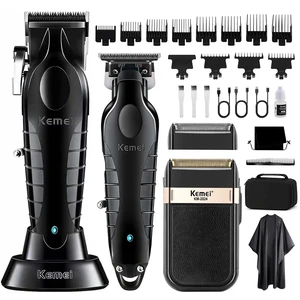KEMEI Professional Hair Clippers, Beard Trimmers, Electric Shaver Set for Men, Cordless Barber Clipper Beard Trimmer, Rechargeable Fade Clipper Haircutting Kit KEMEI Professional Hair Clippers, Beard Trimmers, Electric Shaver Set for Men, Cordless Barber Clipper Beard Trimmer, Rechargeable Fade Clipper Haircutting Kit