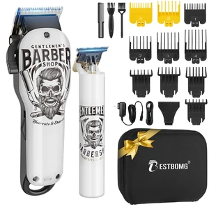 BESTBOMG® Professional Hair Clippers for Men, Clipper & Trimmer Set, White | Ceramic T-Blade, Rechargeable Cordless Haircut Set with 10 Guide Combs & for Men/Father/Husband/Boyfriend, BS-Y4T9 BESTBOMG® Professional Hair Clippers for Men, Clipper & Trimmer Set, White | Ceramic T-Blade, Rechargeable Cordless Haircut Set with 10 Guide Combs & for Men/Father/Husband/Boyfriend, BS-Y4T9