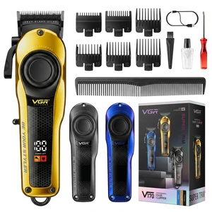 VGR 170 Professional Cordless Hair Clippers for Men with Titanium Blades | 2000mAh Battery, 200min Runtime, LED Display, 6 Guide Combs, Oil, Complete Haircut Kit for Barber, Home & Travel VGR 170 Professional Cordless Hair Clippers for Men with Titanium Blades | 2000mAh Battery, 200min Runtime, LED Display, 6 Guide Combs, Oil, Complete Haircut Kit for Barber, Home & Travel