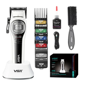 VGR 888C Professional Hair Clippers for Men with 8000 RPM Motor, White | 2500mAh battery; 150Min runtime; charging base; DLC blade; BLDC motor; low noise; color-coded guides; cleaning brush VGR 888C Professional Hair Clippers for Men with 8000 RPM Motor, White | 2500mAh battery; 150Min runtime; charging base; DLC blade; BLDC motor; low noise; color-coded guides; cleaning brush