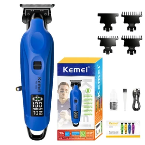 KEMEI 1693 Professional Zero Gapped T-Blade Trimmer for Men, Blue | T-Blade Razor, LED Display, Hair Outline Grooming Kit, Cuts Thick Hair Smoothly, Ideal for Home Edging or Travel KEMEI 1693 Professional Zero Gapped T-Blade Trimmer for Men, Blue | T-Blade Razor, LED Display, Hair Outline Grooming Kit, Cuts Thick Hair Smoothly, Ideal for Home Edging or Travel