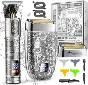 Foil Shavers for Men Electric Razor, Body Trimmer and Clippers for Men, Mens Grooming Kits with LED Display, Waterproof Foil Shavers for Men Electric Razor, Body Trimmer and Clippers for Men, Mens Grooming Kits with LED Display, Waterproof