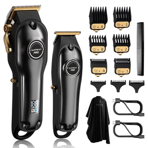 SUPRENT PRO Professional Hair Clippers for Men- Hair Cutting Kit & Zero Gap T-Blade Trimmer Combo- Cordless Barber Clipper Set with LED Display for Mens Gifts(Black) SUPRENT PRO Professional Hair Clippers for Men- Hair Cutting Kit & Zero Gap T-Blade Trimmer Combo- Cordless Barber Clipper Set with LED Display for Mens Gifts(Black)