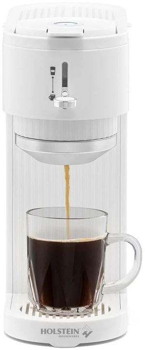 Holstein Housewares 2-in-1 Single Serve Coffee Maker, Dual Brew, Compatible with K-Cup Pods & Ground Coffee, Reusable Filter Included, Compact Drip Coffee Machine, 14oz Tank, Fits Most Cups - White Holstein Housewares 2-in-1 Single Serve Coffee Maker, Dual Brew, Compatible with K-Cup Pods & Ground Coffee, Reusable Filter Included, Compact Drip Coffee Machine, 14oz Tank, Fits Most Cups - White