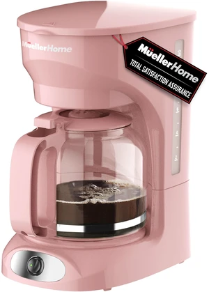 MUELLER HOME 12-Cup Pink Coffee Maker | Borosilicate Carafe, Auto-Off, Reusable Filter, Anti-Drip, Keep-Warm Function MUELLER HOME 12-Cup Pink Coffee Maker | Borosilicate Carafe, Auto-Off, Reusable Filter, Anti-Drip, Keep-Warm Function