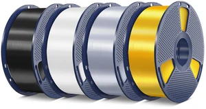 SUNLU Silk Pla Plus Filament 4kg Bundle, (Light Gold+Silver+Black+White) | Shiny Silk Surface Pla+ 3D Printer Filament 1.75mm ±0.02mm, Glossy 3D Printing Filament, 1kg Spool, 4 Packs SUNLU Silk Pla Plus Filament 4kg Bundle, (Light Gold+Silver+Black+White) | Shiny Silk Surface Pla+ 3D Printer Filament 1.75mm ±0.02mm, Glossy 3D Printing Filament, 1kg Spool, 4 Packs