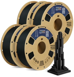 OVERTURE 4KG Bundle PLA Plus (PLA+) 3D Printer Filament 1.75mm | Stronger & More Durable, 4 Pack 1kg (2.2lbs), High Precision +/- 0.02mm, Fit Most FDM 3D Printers (Black*4) OVERTURE 4KG Bundle PLA Plus (PLA+) 3D Printer Filament 1.75mm | Stronger & More Durable, 4 Pack 1kg (2.2lbs), High Precision +/- 0.02mm, Fit Most FDM 3D Printers (Black*4)