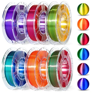 Dynta 3D Printer Filament Bundle, Silk PLA 6x250g Shiny Dual Color 1.75mm | Multicolor Vibrant Silk PLA for FDM 3D Printer, Red-Gold/Blue/Green, Blue-Green/Purple, Yellow for Arts & Crafts Dynta 3D Printer Filament Bundle, Silk PLA 6x250g Shiny Dual Color 1.75mm | Multicolor Vibrant Silk PLA for FDM 3D Printer, Red-Gold/Blue/Green, Blue-Green/Purple, Yellow for Arts & Crafts