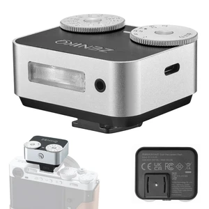 ZENIKO ZA-12 Silver Mini Retro Flash Dual Dial Manual Speedlite for Cameras | 2.5s fast recycle,7 power levels,400 flashes,5600K CRI95+,single hot shoe for travel portrait street photography ZENIKO ZA-12 Silver Mini Retro Flash Dual Dial Manual Speedlite for Cameras | 2.5s fast recycle,7 power levels,400 flashes,5600K CRI95+,single hot shoe for travel portrait street photography