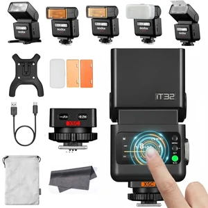 Godox IT32 Camera Flash with X5C Flash Trigger for Canon Cameras, TTL HSS Touchscreen, Hotshoe & Trigger 2-in-1, 510 Full Power Flashes, LED Modeling Light, Lithium Battery, with Reflector & Diffuser Godox IT32 Camera Flash with X5C Flash Trigger for Canon Cameras, TTL HSS Touchscreen, Hotshoe & Trigger 2-in-1, 510 Full Power Flashes, LED Modeling Light, Lithium Battery, with Reflector & Diffuser