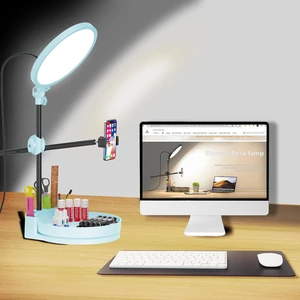 Selfie Light Kit for Desk and Laptop,55W Dimmable Full Screen Ring Light,with Rotating Storage Box,Pen Holder Stand,Phone Holder and Controller (Ice Blue, 10.5) Selfie Light Kit for Desk and Laptop,55W Dimmable Full Screen Ring Light,with Rotating Storage Box,Pen Holder Stand,Phone Holder and Controller (Ice Blue, 10.5)